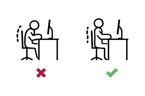 Illustration Korrekte und falsche Sitzhaltung